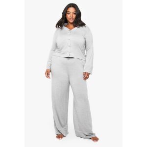 Ensemble Pyjama Chemise À Manches Longues En Modal Ultra-Doux Et Pantalon - Gris Perle - 46, Gris Perle