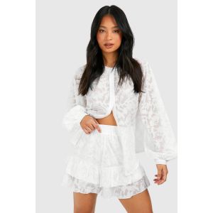 "Petite" Short De Plage En Tissu Transparent Texturé - Blanc Ivoire - 36, Blanc Ivoire