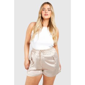 Grande Taille - Short Cargo Satiné - Blanc Cassé - 54, Blanc Cassé
