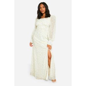 Grande Taille - Robe Corset Longue Fleurie - Citron - 44, Citron