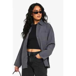 Casual Woven Oversized Shirt - Gris Anthracite - 36, Gris Anthracite