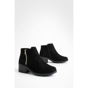 Bottes Chelsea Zippées À Talon Carré - Noir - 40, Noir