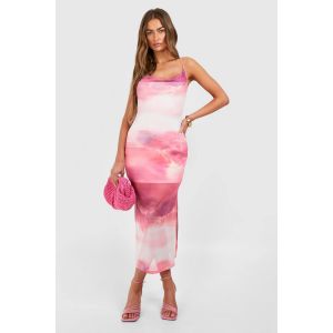 Robe Midaxi Imprimée À Encolure Cache-Cœur - Rose - 46, Rose
