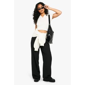 Pantalon Droit Tissé En Marl - Noir - 34, Noir