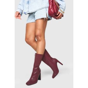 Bottes À Talon Carré, Coupe Large - Rouge Cerise - 36, Rouge Cerise