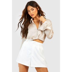 Chemise En Satin À Drapé Frontal - Blanc Cassé - 38, Blanc Cassé