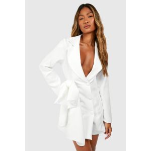 Robe Blazer Double Boutonnage Avec Détail De Nœud - Blanc Ivoire - 34, Blanc Ivoire