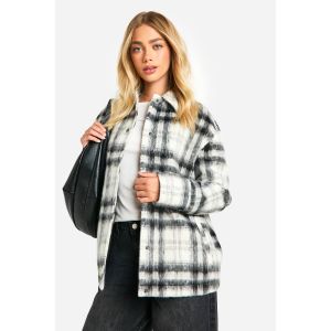 Check Wool Look Shacket - Noir - 42, Noir