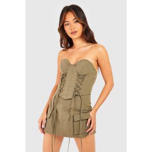Jupe Mini Cargo Aux Détails De Poches - Vert Kaki - 36, Vert Kaki
