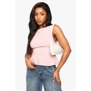 Bengaline Haut Peplum Noué À Dos Ouvert - Rose - 42, Rose