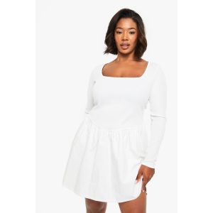 Robe Patineuse En Tissu Contrasté "Plus" - Blanc - 50, Blanc