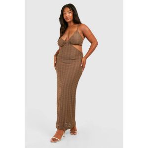 "Plus" Robe Maxi De Plage En Jersey Tricoté À Fines Bretelles Pour Grandes Tailles - Marron Chocolat - 52, Marron Chocolat