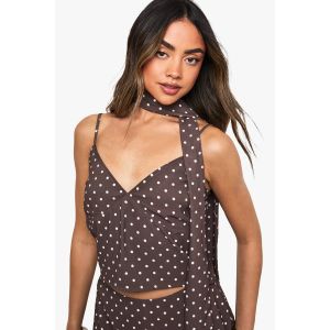 Camisole À Imprimé À Pois Et Cravate - Marron Chocolat - 44, Marron Chocolat