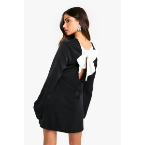 Mini Robe À Dos Ouvert Avec Détail De Nœud Pour "Petite"s Silhouettes - Noir - 34, Noir