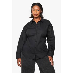 "Plus" Tie Cross Back Cinched Long Line Shirt - Noir - 46, Noir