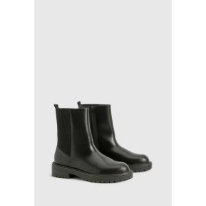 Wide Fit Ankle Detail Chelsea Boots - Noir - 41, Noir