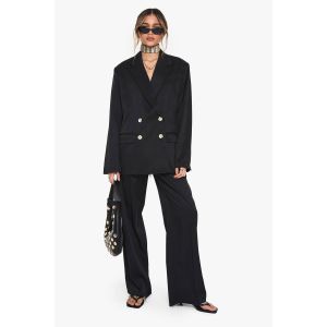 Pantalon Tissé Sur Mesure À Jambe Large Et Ourlet Effiloché - Noir - 38, Noir
