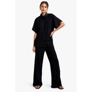 Ensemble Coordonné Léger Chemise À Manches Courtes Et Pantalon - Noir - 40, Noir