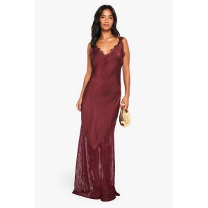 Robe Slip "Petite" À Ourlet En Dentelle - Rouge Bordeaux - 40, Rouge Bordeaux