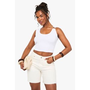 Débardeur Côtelé Avec Détails En Or - Blanc - 42, Blanc