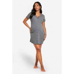 Maternité - Nuisette De Grossesse Côtelée Boutonnée - Gris Anthracite - 44, Gris Anthracite