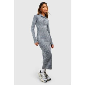 Robe Longue Zippée Délavée - Gris - 54, Gris