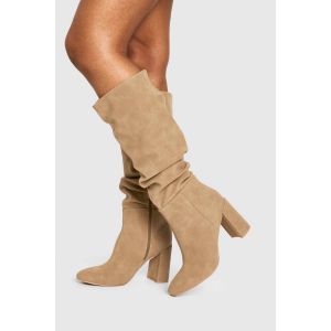 Bottes Au-Dessus Du Genou À Talon Bloc Effet Froncé - Marron Camel - 40, Marron Camel