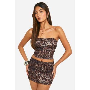Jupe Micro Mini À Taille Plissée Léopard - Leopard - 42, Leopard