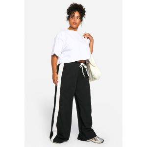 "Plus" Pantalon À Taille À Cordon Avec Rayure Latérale - Noir - 44, Noir