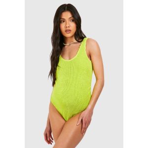 Maillot De Bain De Maternité À Encolure Échancrée Et Tissu Froissé - Citron Vert - 36, Citron Vert