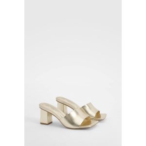 Mules À Talon Bloc Bas Pour Pieds Larges - Jaune Or - 38, Jaune Or
