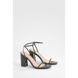 Sandales Avec Bride À La Cheville Et Talon Carré - Noir - 41, Noir