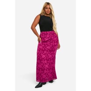 Jupe Maxi Florale Burnout "Plus" - Plume - 46, Plume