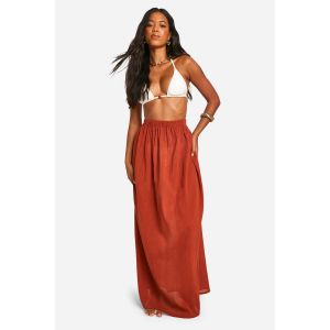 Jupe De Plage Maxi Texturée - Orange Rouille - M, Orange Rouille