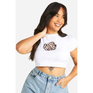 T-Shirt Bébé Brodé « "Plus" Leopard Dice » - Blanc - 54, Blanc