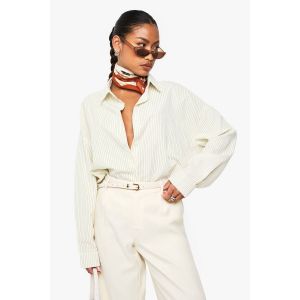Chemise Oversize À Fines Rayures - Vert Kaki - 38, Vert Kaki