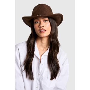 Chapeau De Cowboy Western Avec Détail De Sangle - Marron Moka - One Size, Marron Moka