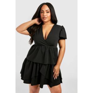 Grande Taille - Robe Patineuse À Volants - Noir - 44, Noir