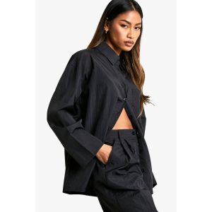 Chemise Décontractée Surdimensionnée En Tissu Tissé - Noir - 36, Noir