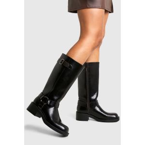 Bottes Hautes De Motard Style Vintage Avec Détail De Harnais - Marron - 37, Marron