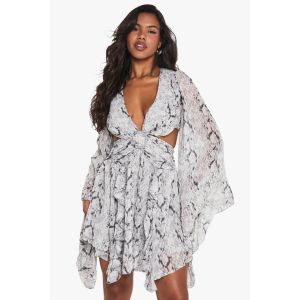 Robe Skater Imprimée Découpée - Gris - 38, Gris