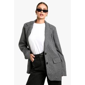 Blazer De Costume À Carreaux Et Effet Laine - Noir - 36, Noir