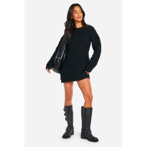 "Petite" Robe Pull Tricotée À Dos Ouvert - Noir - L, Noir