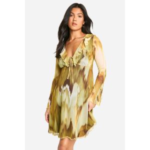 Maternité - Robe De Grossesse À Volants Et Imprimé Abstrait - Multicolore - 36, Multicolore