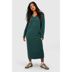 Robe Maxi Tricotée Décontractée En Maille Douce - Vert Bouteille - 36, Vert Bouteille