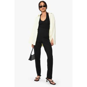 Pantalon Tailleur Slim À Pinces En Ponte - Noir - 42, Noir