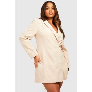 Grande Taille - Robe Blazer À Perles - Champagne - 44, Champagne