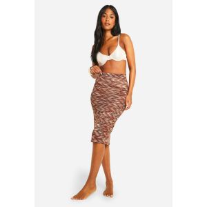 Jupe Midaxi De Plage Tricotée Haute Multi - Marron - 40, Marron