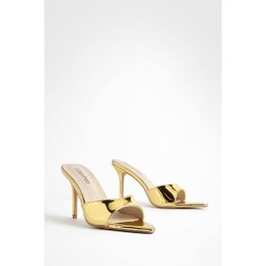 Low Stiletto Pointed Toe Heeled Mules - Jaune Or - 38, Jaune Or