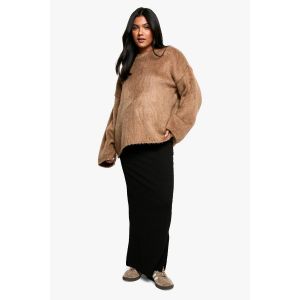 Jupe Maxi Maternité Texturée À Taille Élastiquée Avec Cordonnier - Noir - 36, Noir